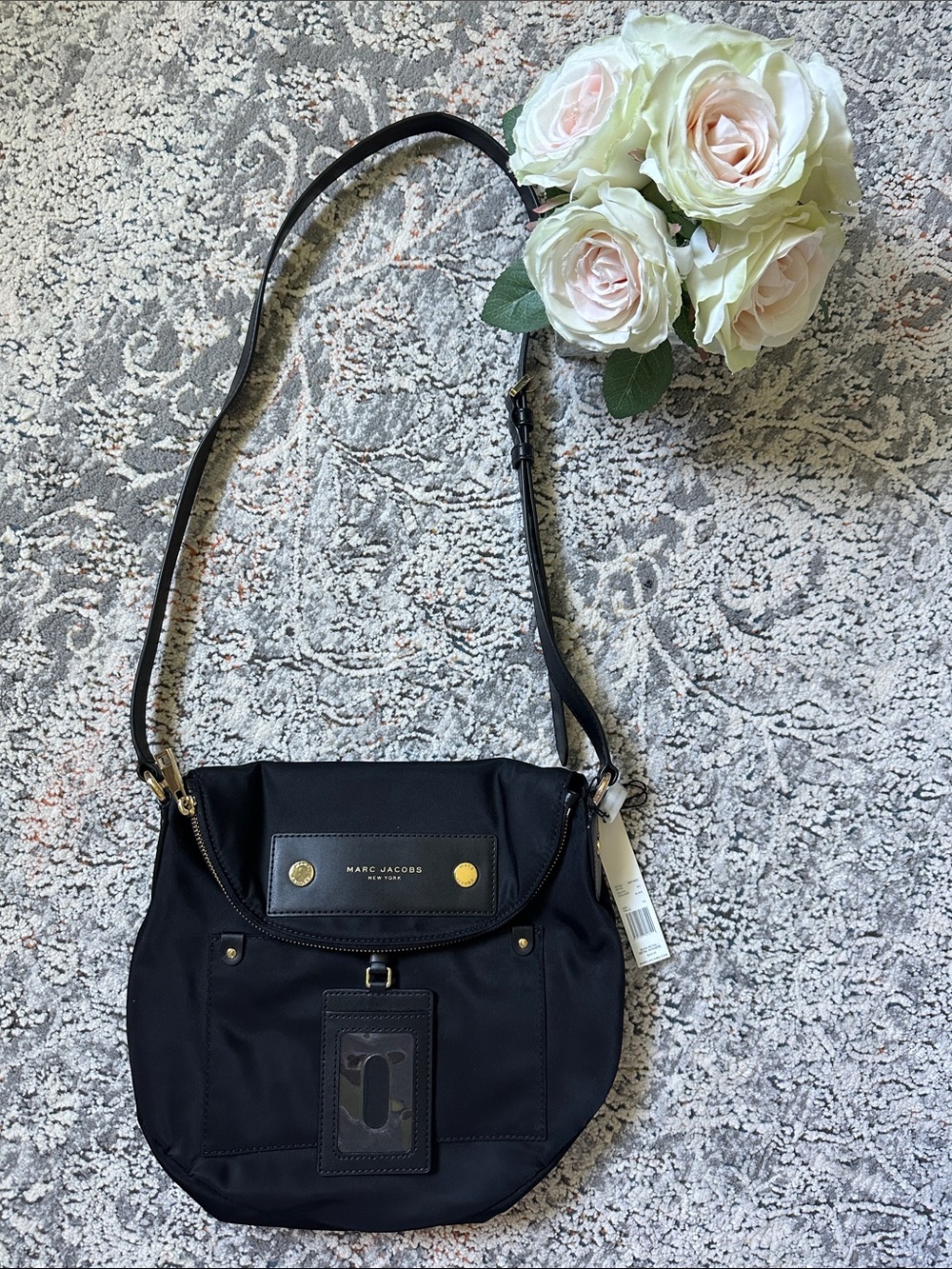 Marc Jacobs Black Nylon Crossbody Bag with Gold Hardware